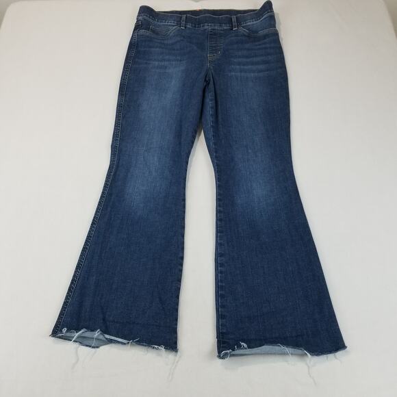 Spanx Shape Jeans Size XL Petite 20327Q Everywhere Flare Raw Hem Midnight Shade - Picture 1 of 10